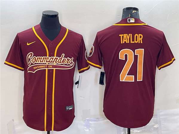 Men's Washington Commanders #21 Sean Taylor Burgundy With Patch Cool Base Stitched Jersey
